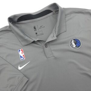 Official NBA Nike Dallas Mavericks Golf Polo Shirt Dri-Fit Men L Gray AV1772-002